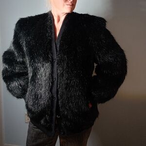 Vintage 80s Faux Fur Bomber Jacket